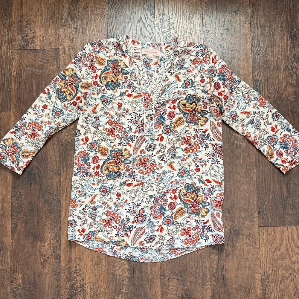 Philosophy Floral Blouse - Red, Blue, Yellow